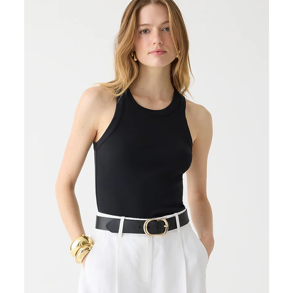 NWT J. Crew Perfect Fit High Neck Tank S Black Top Shirt Women's BY405 J.Crew - Picture 1 of 5